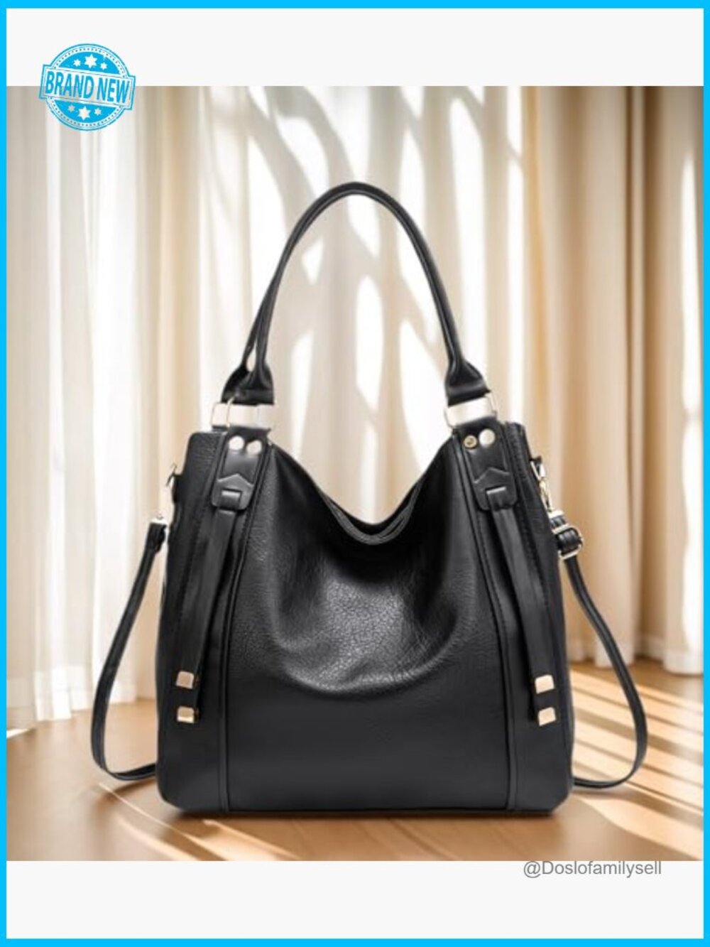 Vintage Large Leather Tote Handbags Soft Hobo Shoulder Satchel Purse with - Picture 3 of 7